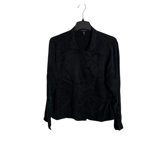 Eileen Fisher Women's Sandwashed Twill Stand Collar Jacket Black Medium - Picture 1 of 6